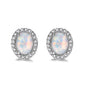 Oval White Opal Edge White Small Diamond Studs