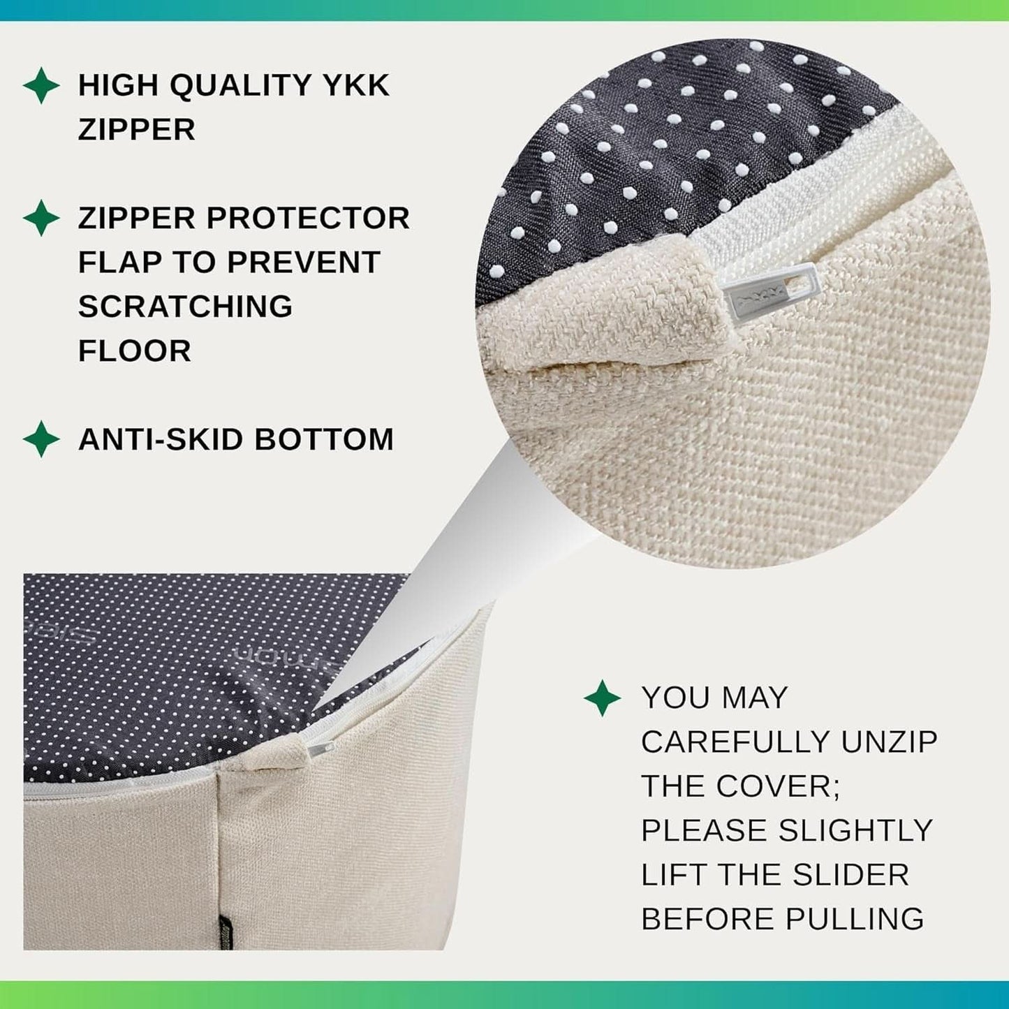Twenty Two Inch Beige Ottoman Pouf With Ultra Premium Foam