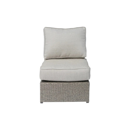Outdoor Sectional Set HDPE Wicker Aluminum Gray 7 Piece Fully Assembled