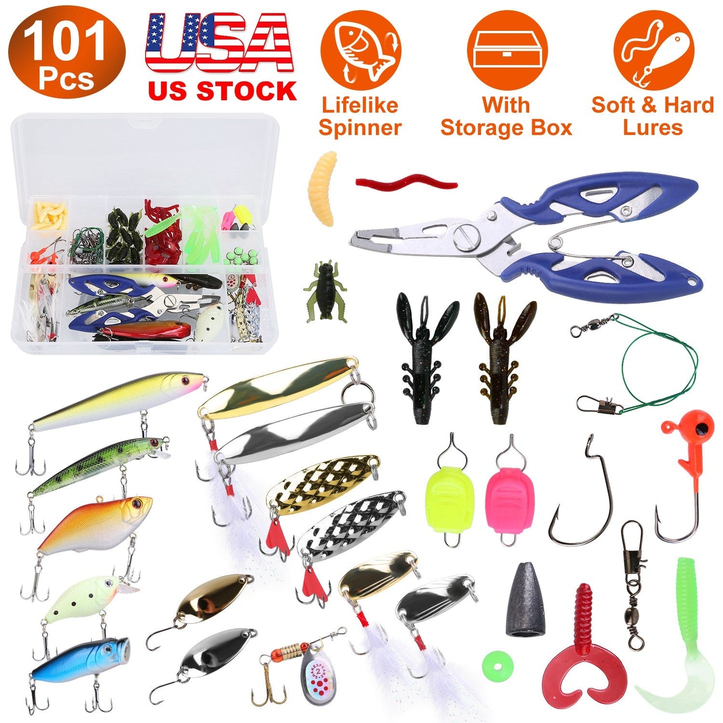 GBruno 101Pcs Fishing Lures Kit