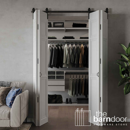 J-Strap Heavy Duty Bifold Barn Door Hardware Kit | 4-Door Biparting