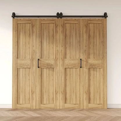 J Top Mount Bifold Barn Door Hardware | Matte Black | 4 Door Biparting Kit