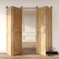 J Top Mount Bifold Barn Door Hardware | Brushed Nickel | 4 Door Biparting Kit