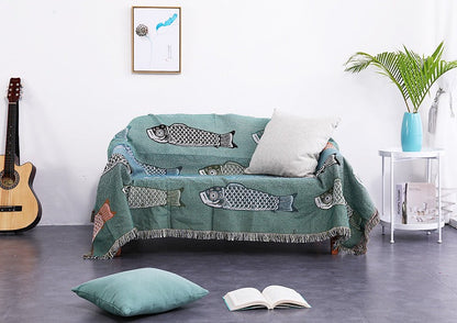 Modern minimalist koi patterned sofa blanket can be used as a soft carpet tablecloth decoration dust-proof