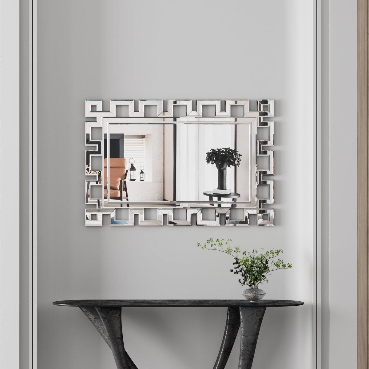 Large Wall-Mounted Silver Decorative Rectangular Wall Mirror for Home, Living Room, Bedroom, Entryway (clear HD mirror)