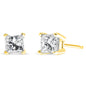 Princess-Cut Diamond Stud Earrings in 14K Yellow Gold – 1/5 Cttw