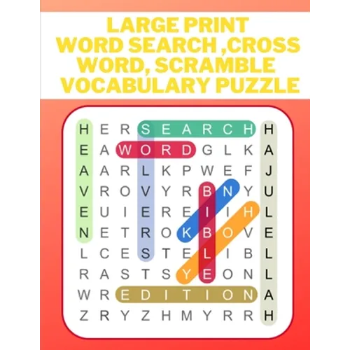 Large print word search, cross word, scramble vocabulary puzzle - Paperback