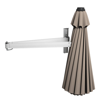 8ft Wall-Mounted Telescopic Folding Tilt Sun Shade Umbrella