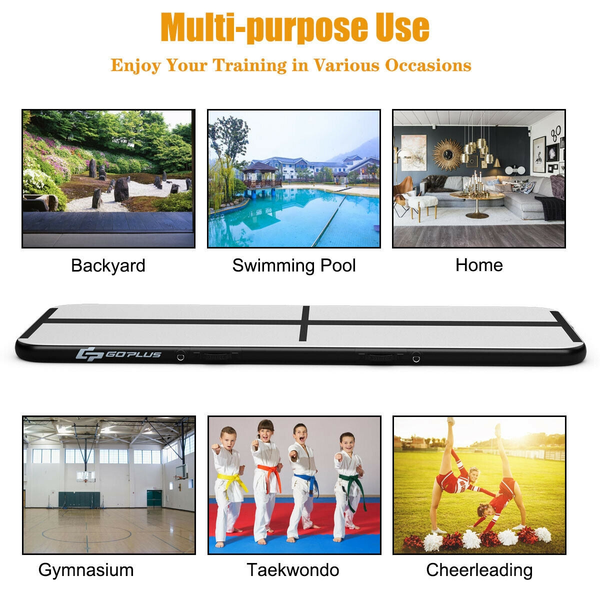 10 Feet Inflatable Gymnastics Tumbling Mat with Pump