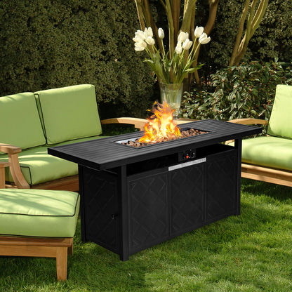 57 Inch 50 000 BTU Rectangular Propane Outdoor Fire Pit Table