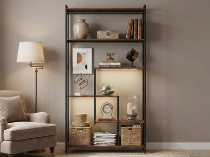 5-Tier Metal Display Shelf with LED Lights