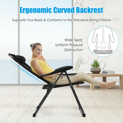 4 Pieces Patio Garden Adjustable Reclining Folding Chairs with Headrest