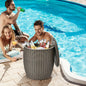 9.5 Gallon 4-in-1 Patio Rattan Cool Bar Cocktail Table Side Table