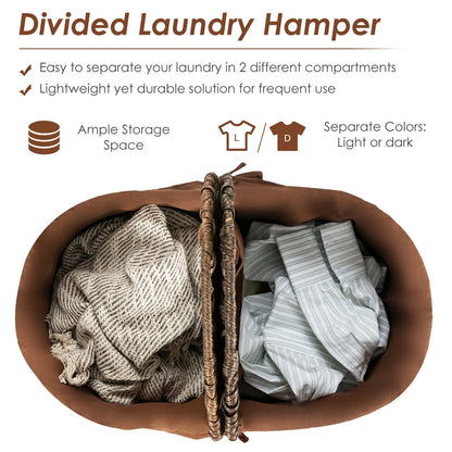 Handwoven Laundry Hamper Basket with 2 Removable Liner Bags