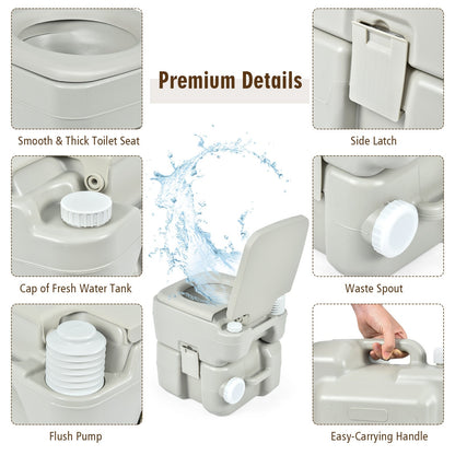 5.3 Gallon 20 L Portable Travel Toilet for Camping RV Indoor Outdoor