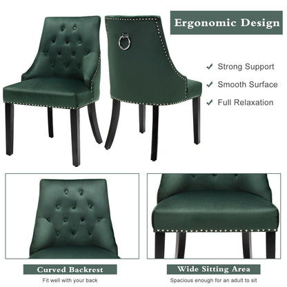 Modern Upholstered Button-Tufted Dining Chair with Naild Trim
