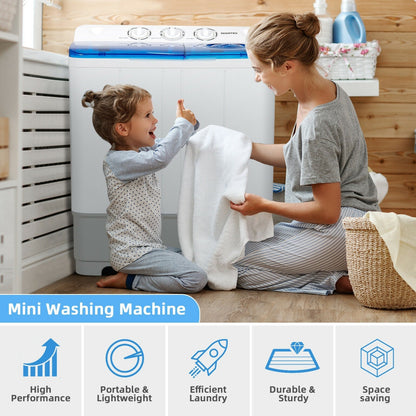 2-in-1 Portable 22lbs Capacity Washing Machine with Timer Control