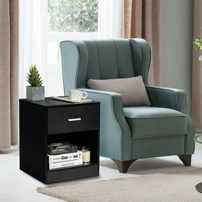 Modern Nightstand with Storage Drawer and Cabinet