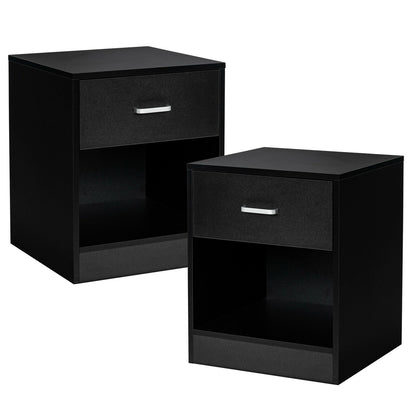 2 Pieces Nightstand with Storage Drawer and Cabinet