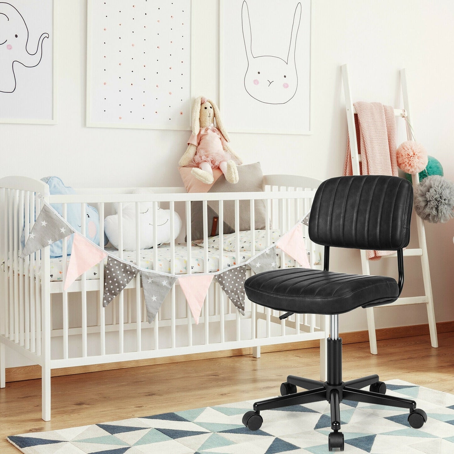 PU Leather Adjustable Office Chair Swivel Task Chair with Backrest