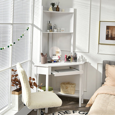 Corner Computer Desk with Hutch and Storage Shelves