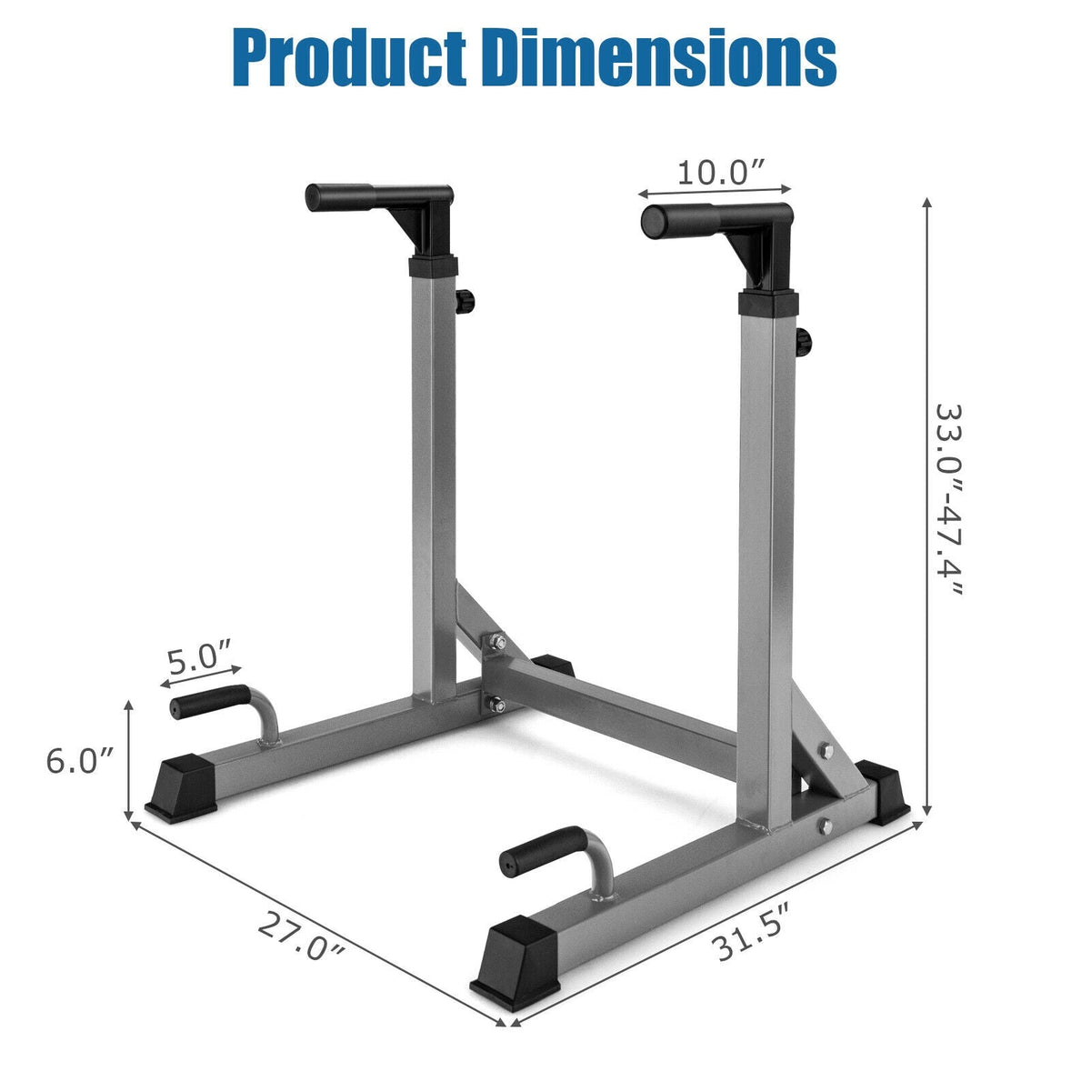 Adjustable Dip Bar with 10 Height Levels
