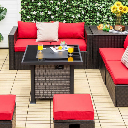 32 Inch Square Propane Fire Pit Table with Lava Rocks Cover