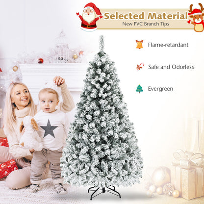 Pre-Lit Premium Snow Flocked Hinged Artificial Christmas Tree