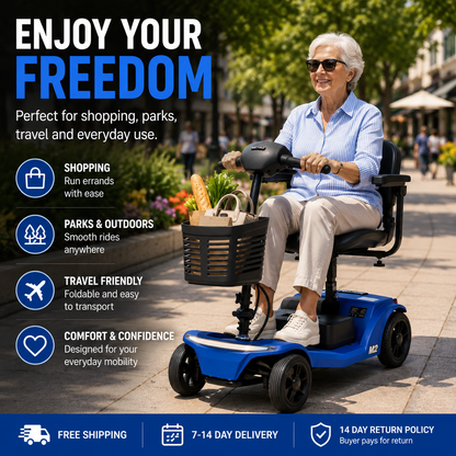 4-Wheel Mobility Scooter 300lb Capacity 15.5 Mile LED Basket USB