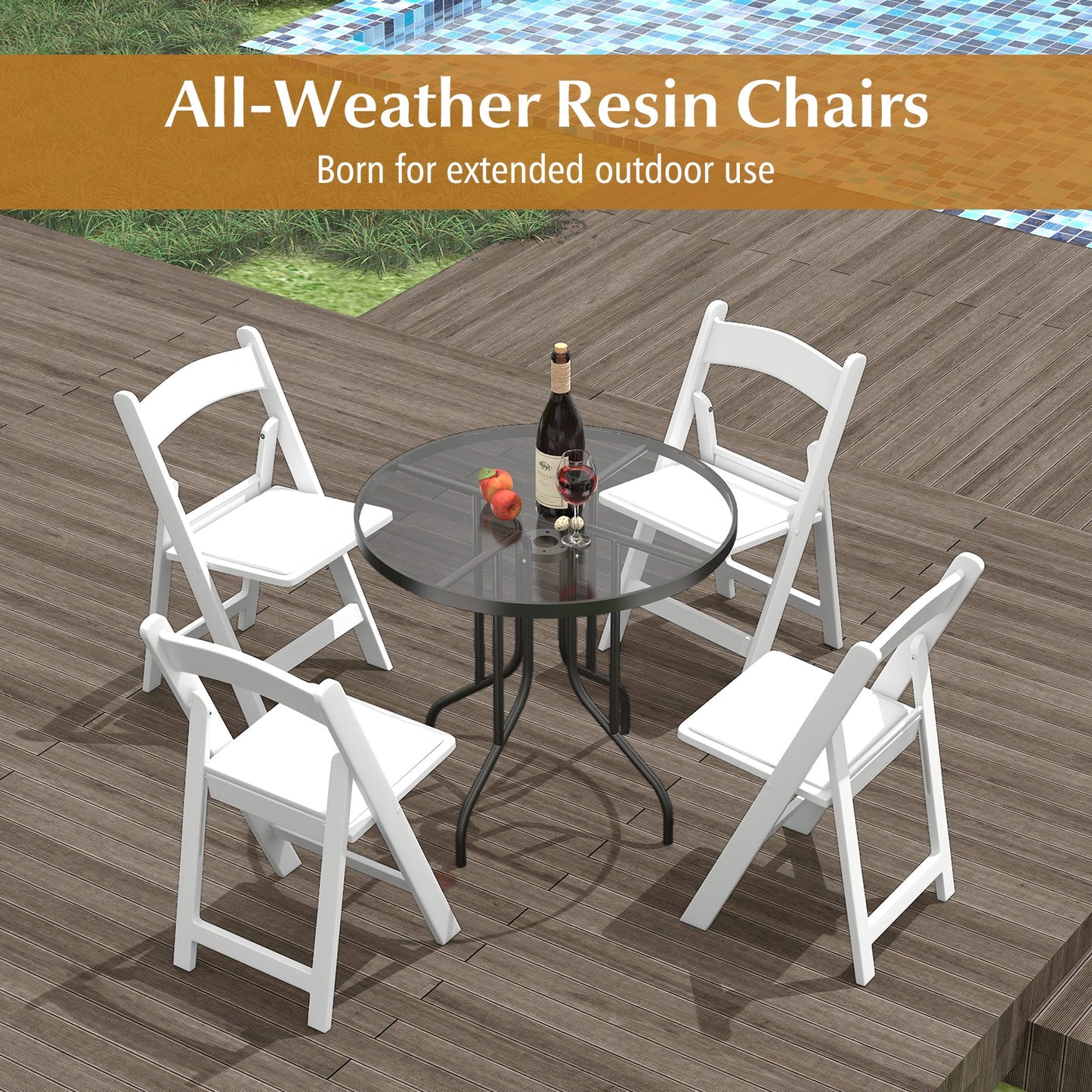 4 Pack Resin Folding Chairs with Padded Seat