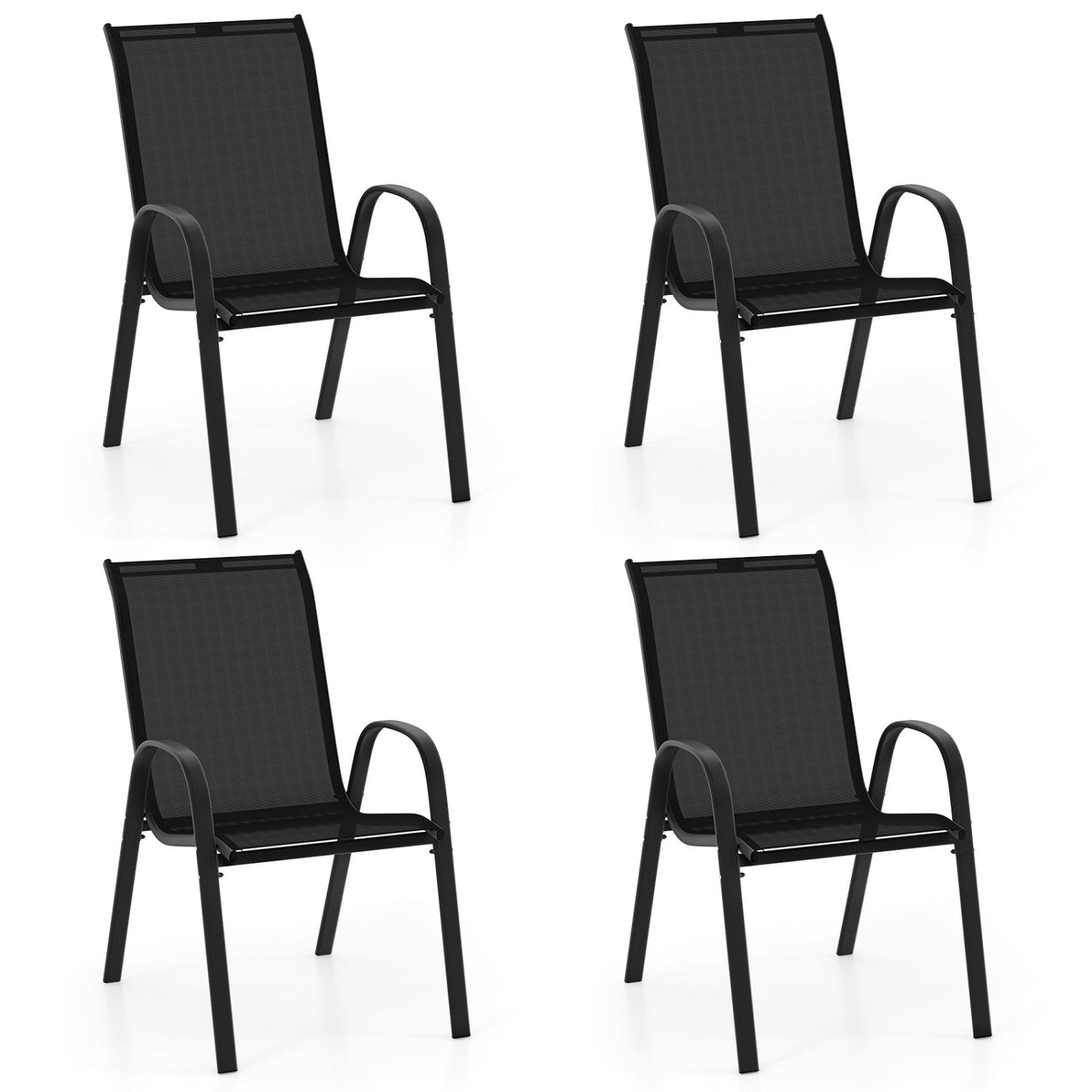 4 Pieces Stackable Patio Dining Chairs Set with Armrest