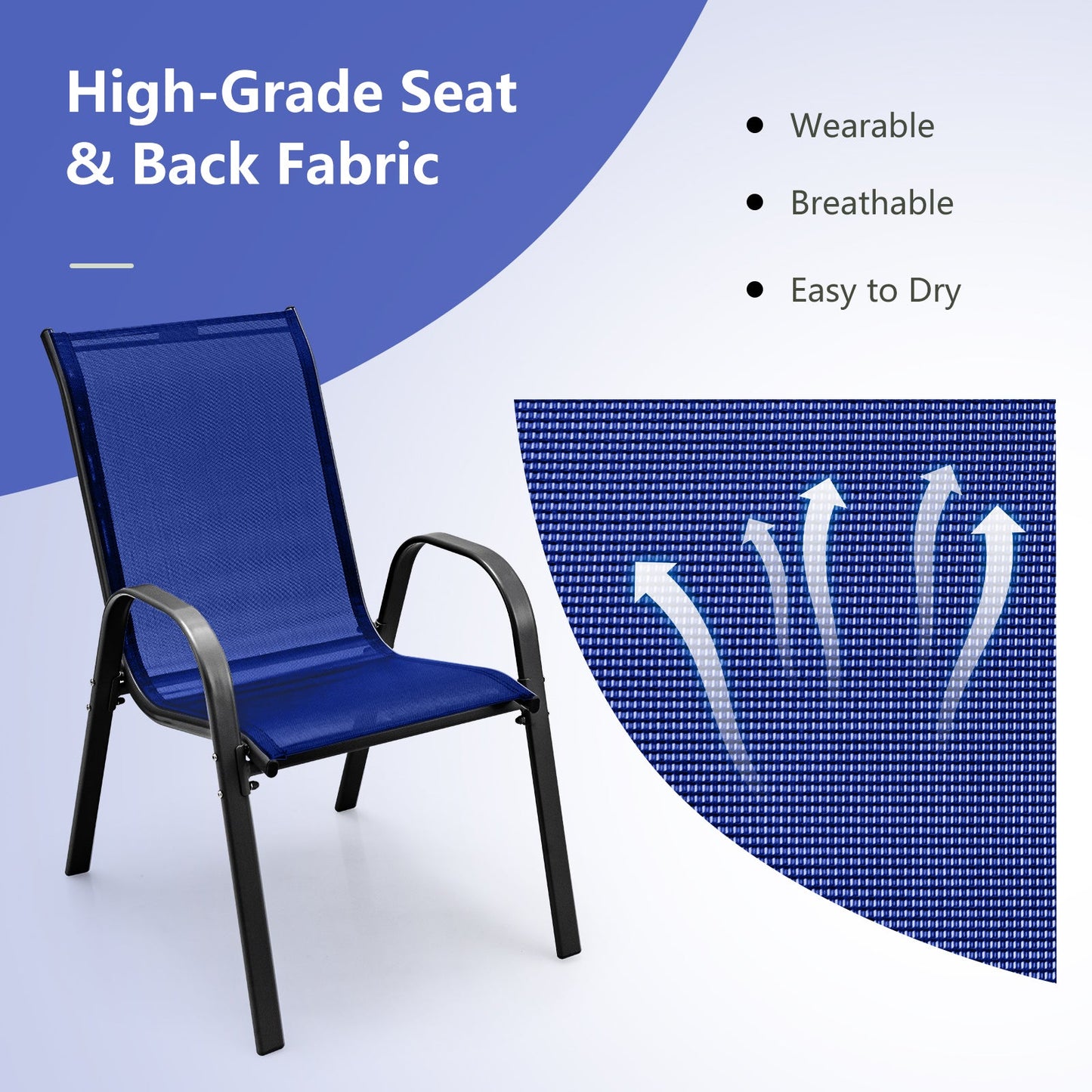 4 Pieces Stackable Patio Dining Chairs Set with Armrest