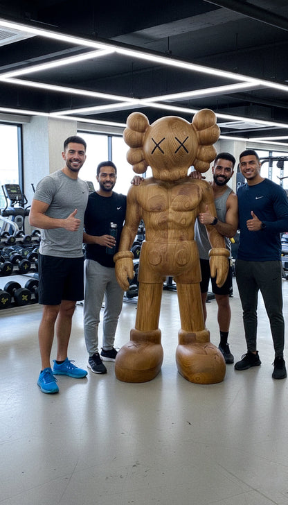 Muscular Wooden Sculpture – Gym & Fitness Art Decor
