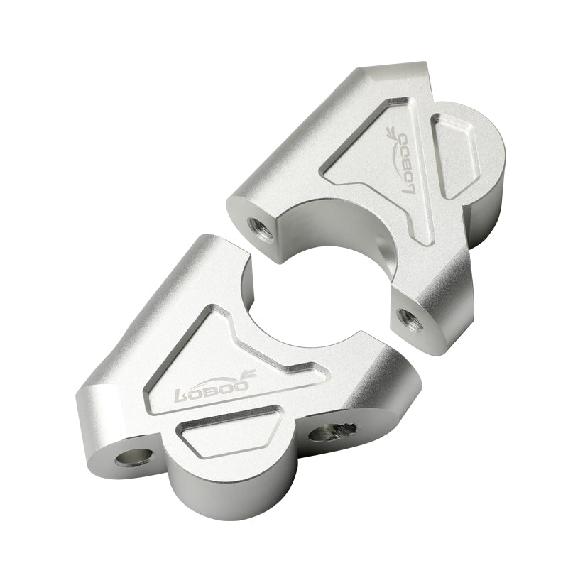 LOBOO Handlebar Risers for BMW R1200GS / R1250GS / S1000XR (2016–2020) – CNC Aluminum 1.18 in Rise / 1.02 in Setback, Silver Anodized Finish