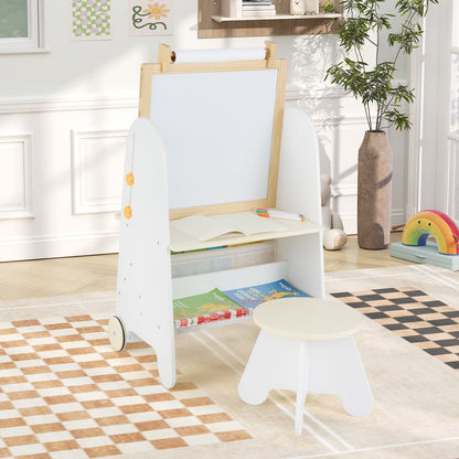 4-in-1 Toddler Activity Table Set with Magnetic Whiteboard and Chalk Board