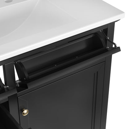 36-Inch Bathroom Vanity with Ceramic Sink Top, 4 Drawers and 1 Soft-Close Door