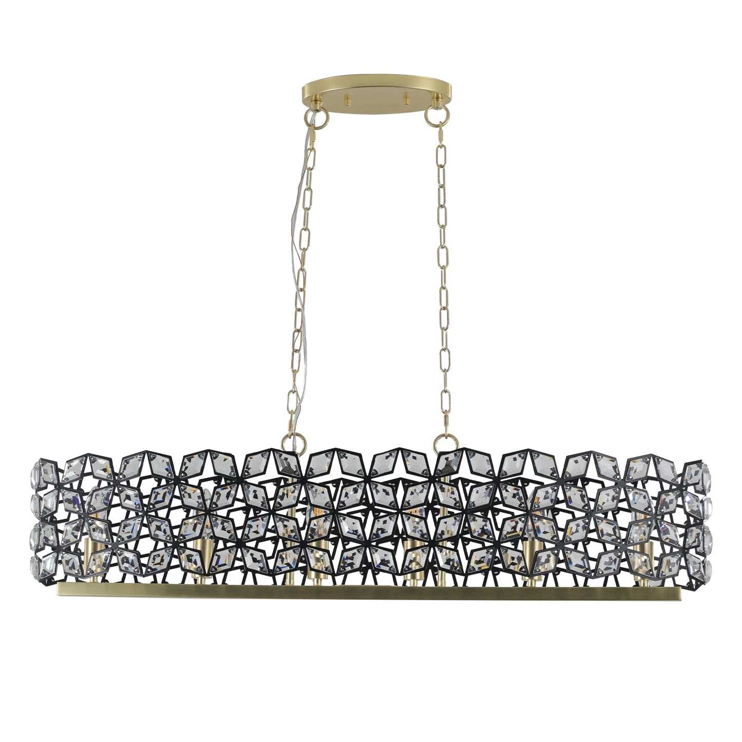 Chandelier Crystal Black Gold Geometric Modern Pendant 39 In