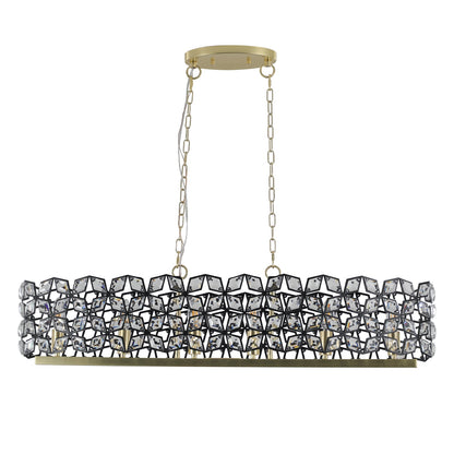 Chandelier Crystal Black Gold Geometric Modern Pendant 39 In