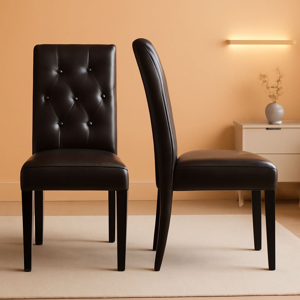Faux Leather Dining Chairs Brown Set Of 2 For Dining Room