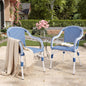 Outdoor Bistro Chairs Patio Dining Chairs Aluminum Frame PP Rattan Armchairs Set of 2