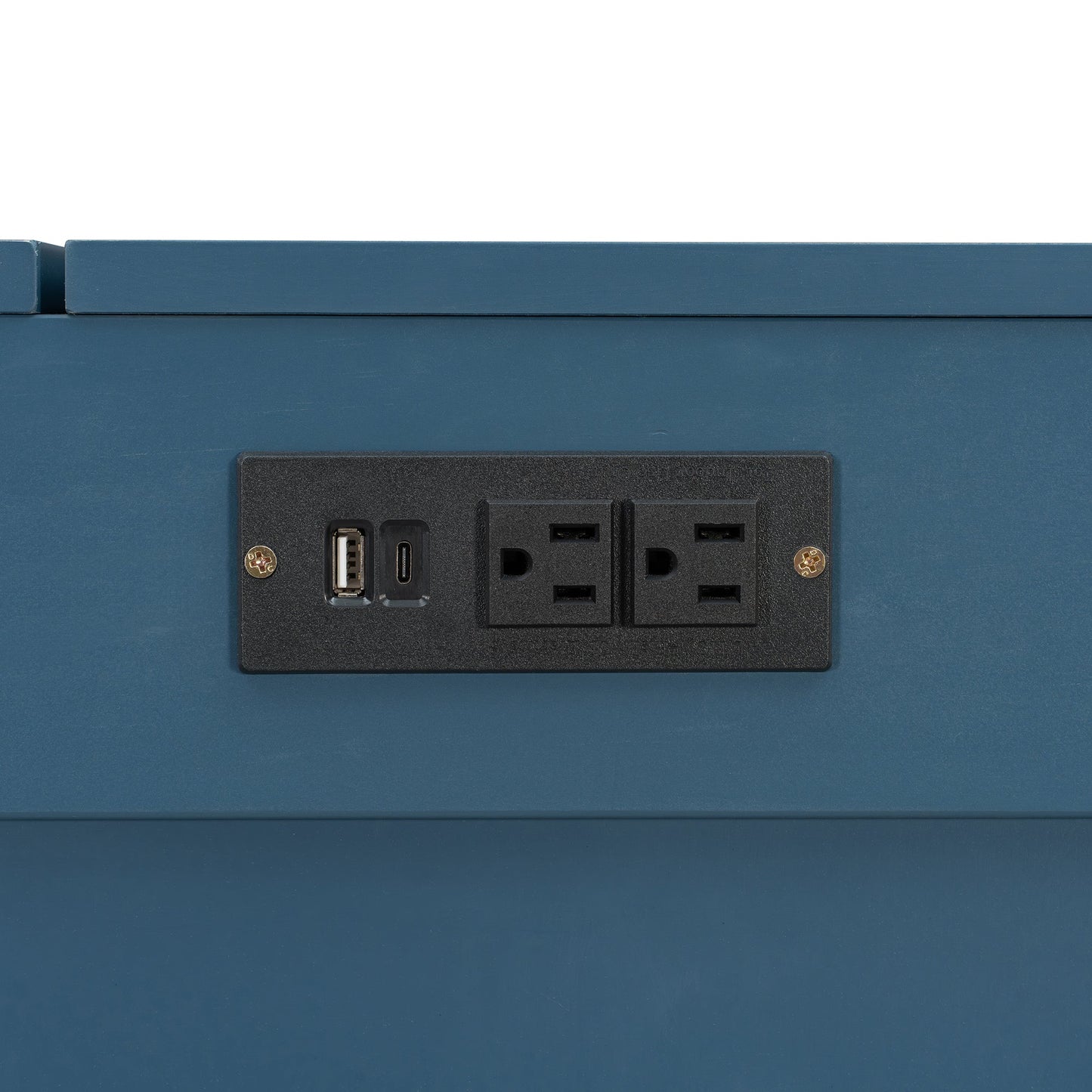 Queen Size Murphy Bed Wall Bed with Drawer and Sockets and USB Ports, Navy Blue