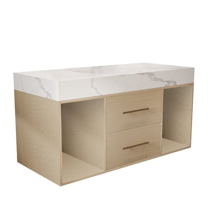 39.4'' Floating Bathroom Vanity with Ceramic Sink, 2 Soft Close Drawers