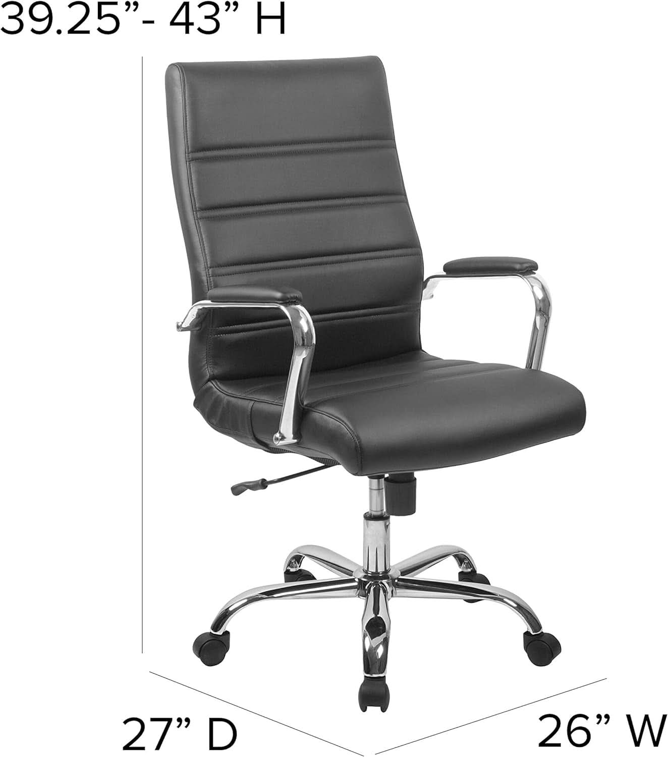 Whitney High Back Leathersoft Desk Chair Adjustable Height Swivel Black Chrome