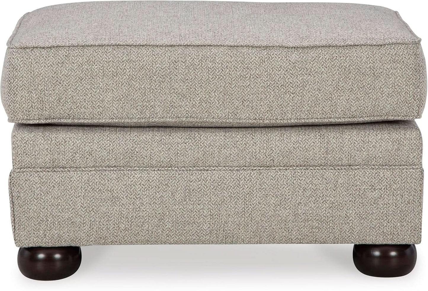 Rectangular Upholstered Ottoman Light Brown Bun Legs