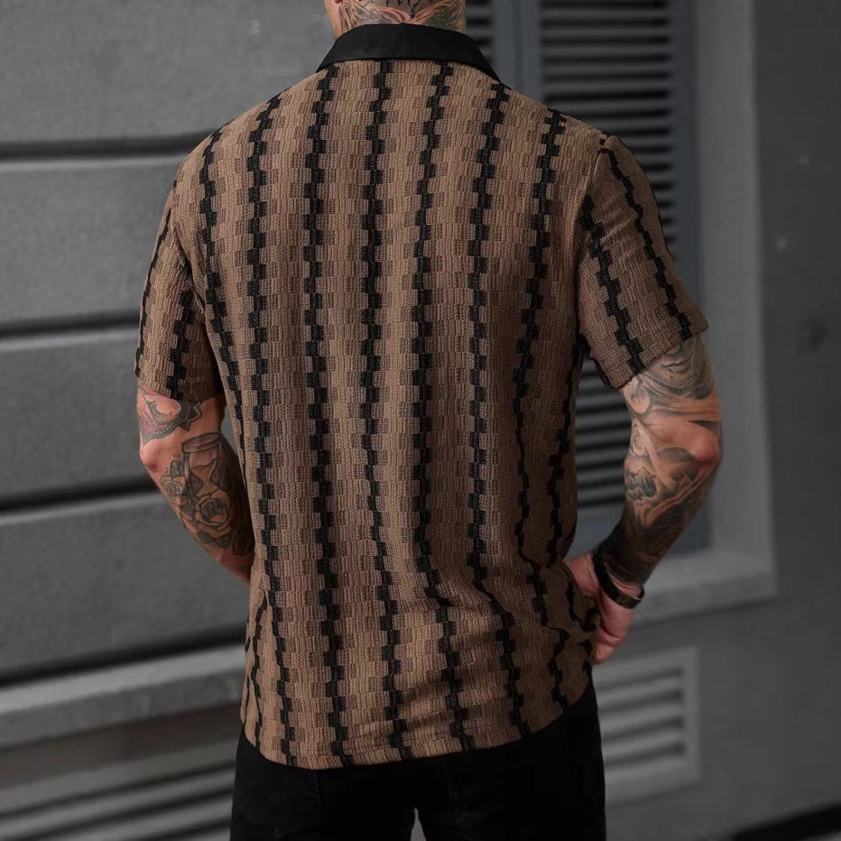 Men's Retro Plaid Knitted Short Sleeve