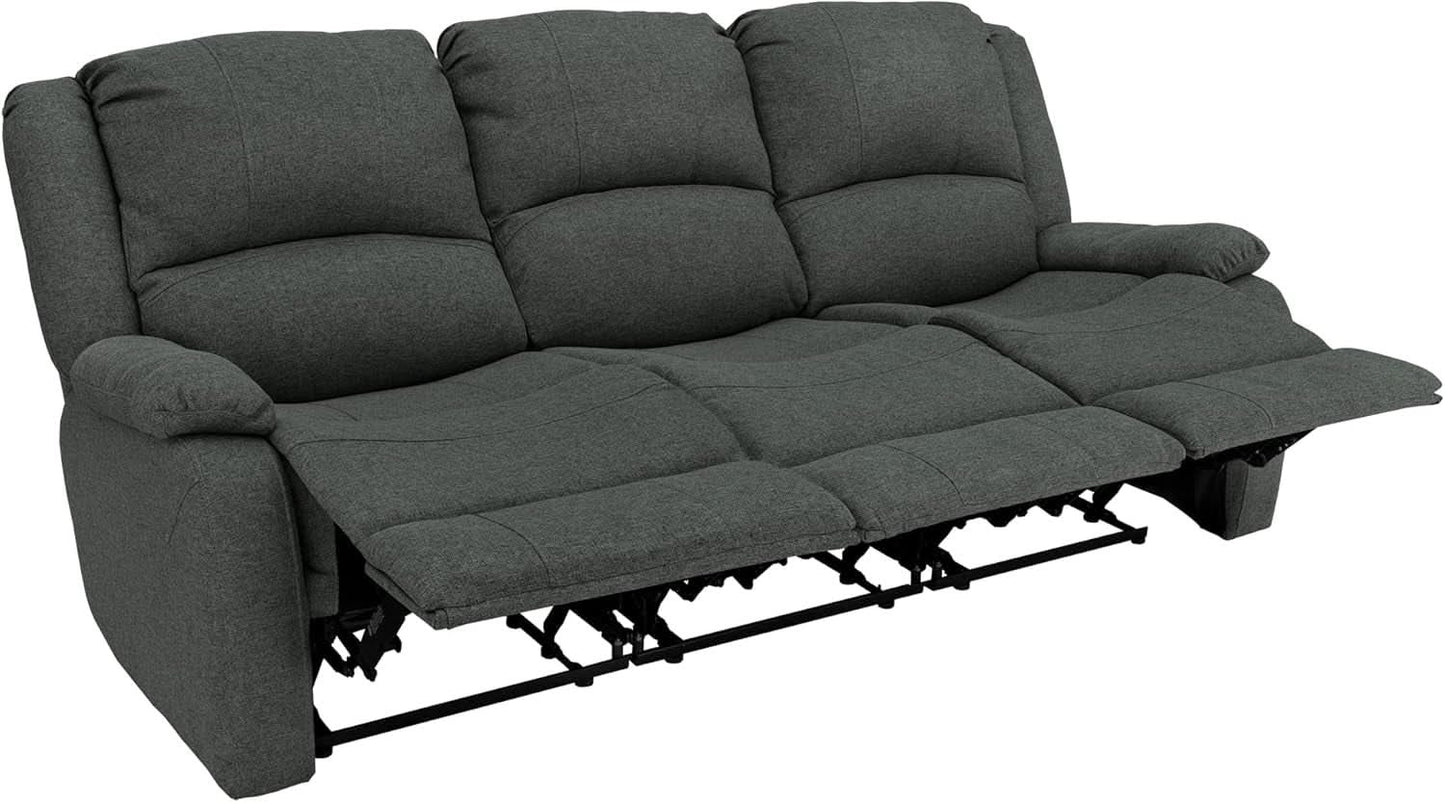 80-Inch RV Triple Recliner Sofa With Convertible Console