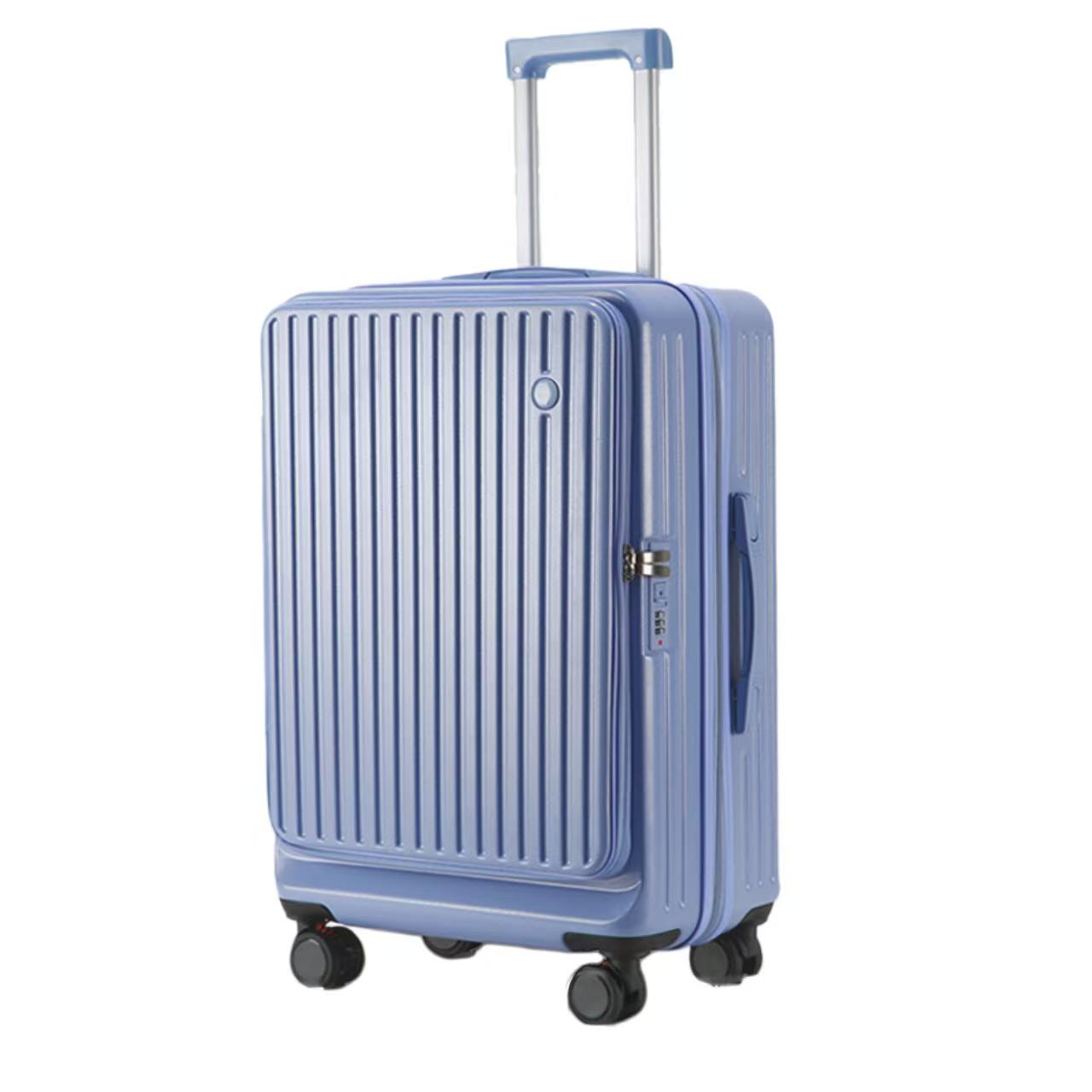 Front Opening Expandable Carry On Luggage, Large And Medium Sized Cabin Bag, Made Of Alloy Material, TSA Lock, USB Charging Port, Foldable Cup Holder