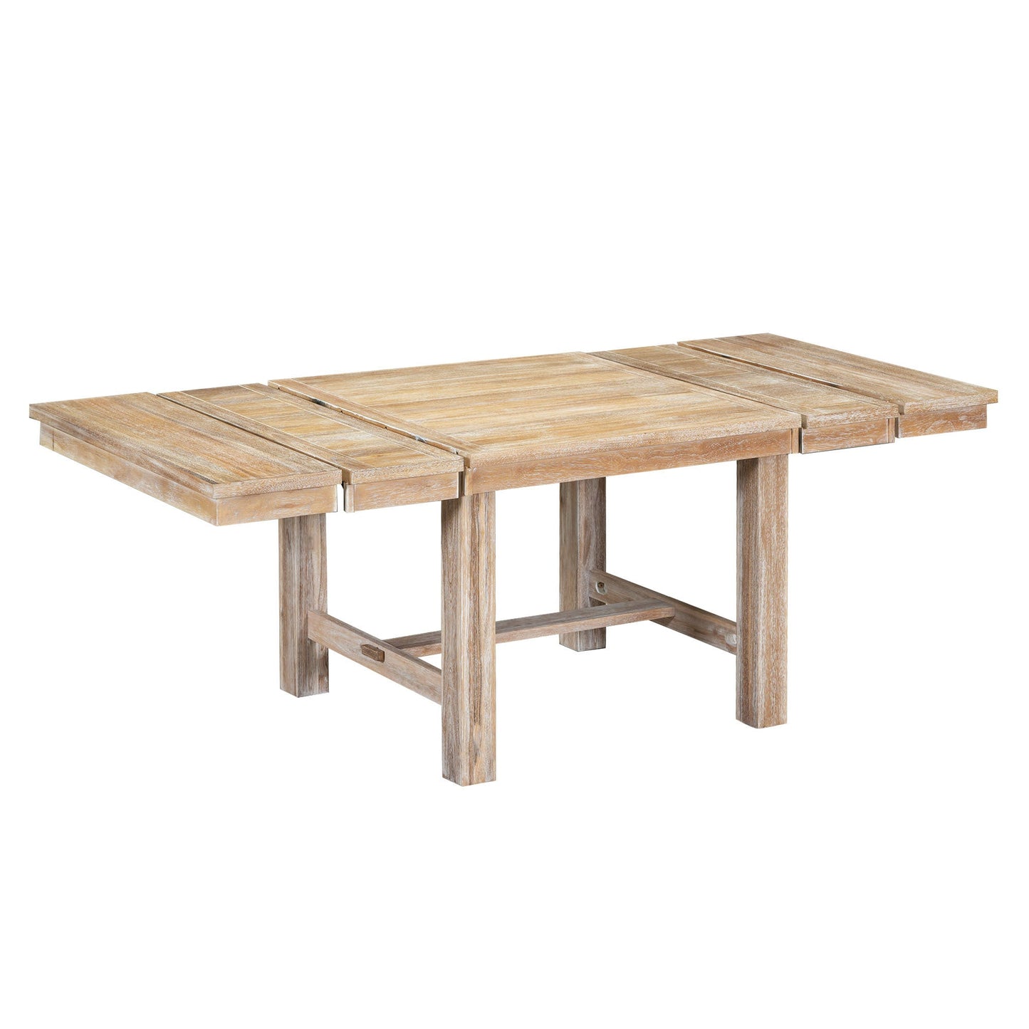 Farmhouse 82inch 6-Piece Extendable Dining Table with Footrest, 4 Upholstered