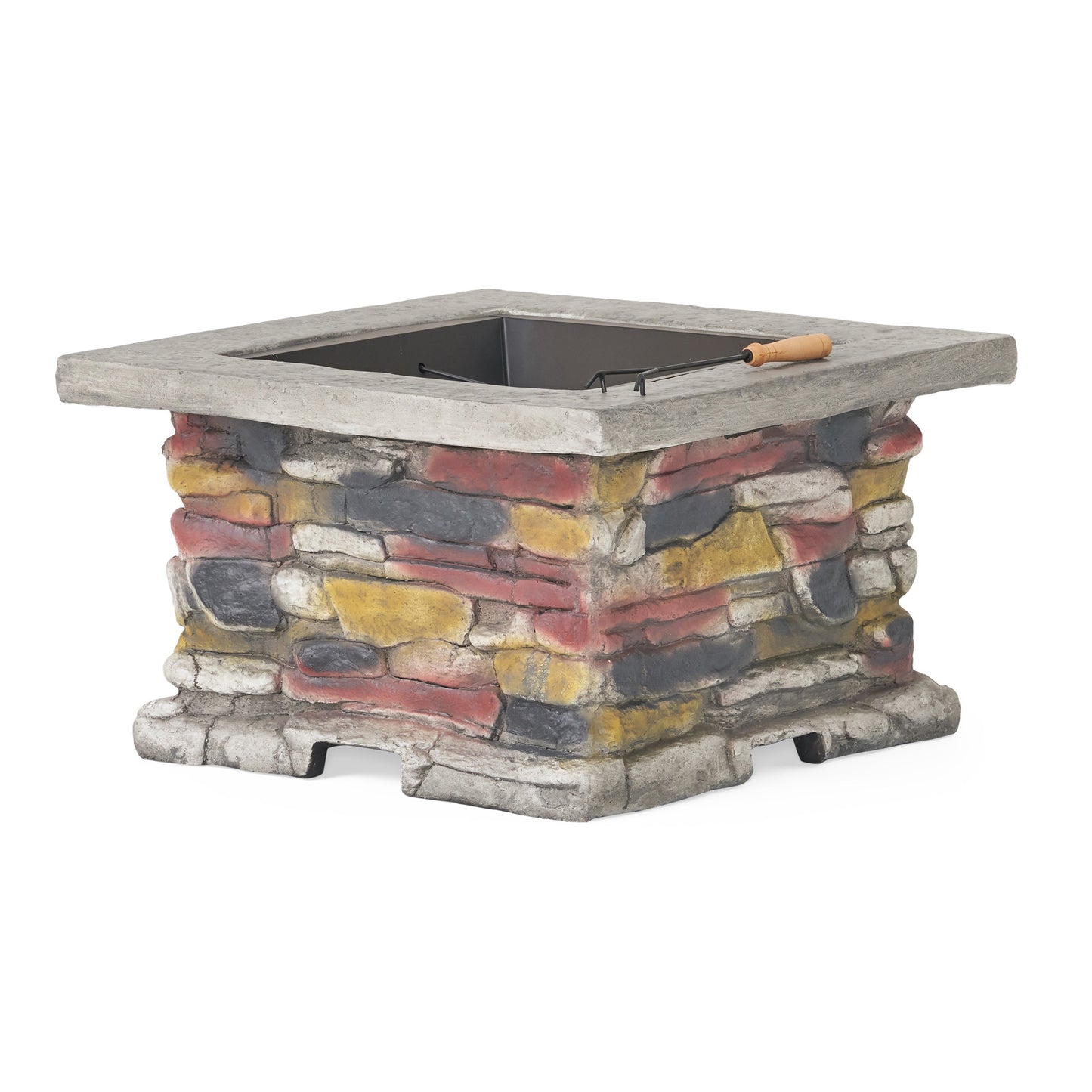 28' Outdoor Wood Burning Magnesium Oxide Fire Pit with Lid, Stone Gray