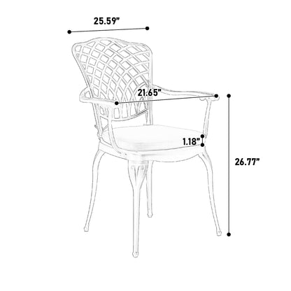 Outdoor Bistro Set Cast Aluminum White 3 Piece Umbrella Hole Cushions